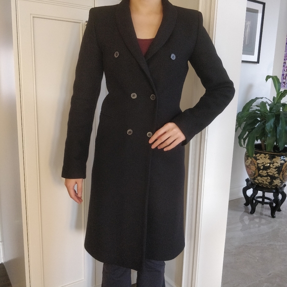 ZARA 75% wool black coat double breasted - Picture 13 of 13